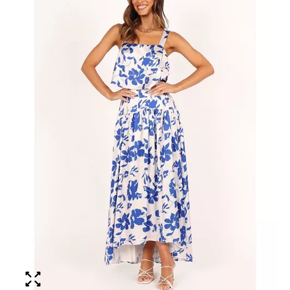 Petal & Pup Blue Floral Two-Piece “Lulu” Set | Cropped Top & High-Low Skirt